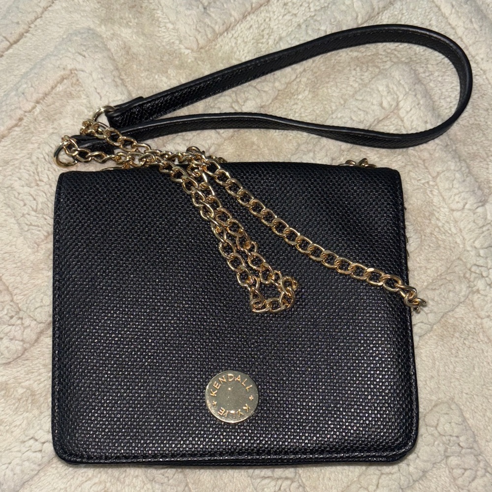 Kendall & Kylie Black Wristlet with Gold Chain